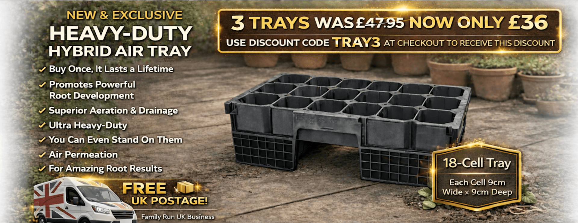 18 Cell Lifetime Air Pruning Propagation Tray