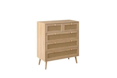 Croxley 5 Drawer Rattan Chest Oak