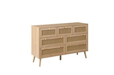 Croxley 7 Drawer Rattan Chest Oak