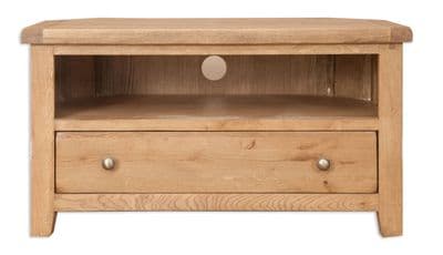 Madrid Country Chunky Solid Rustic Oak Corner TV Cabinet