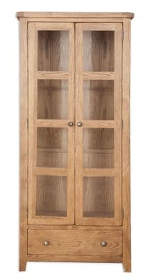 Madrid Country Chunky Solid Rustic Oak Display Cabinet/Dresser