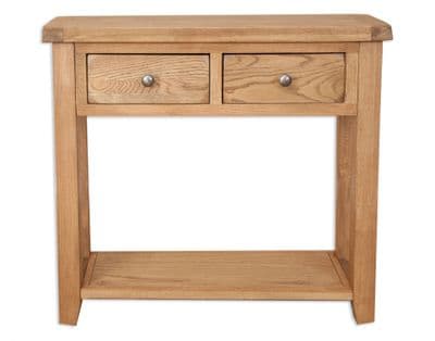 Madrid Country Solid Chunky Oak 2 Drawer Console Table