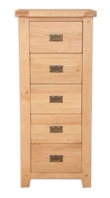 Madrid Natural Bedroom  5 Drawer Tall Chest Tallboy