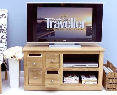 Mobel Oak Four Drawer Television Cabinet