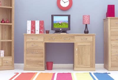 Mobel Oak Twin Pedestal Computer Desk