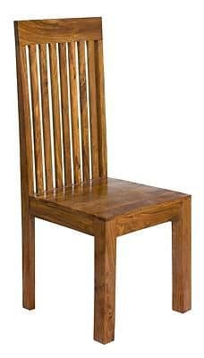 Pair of Cube Petite Chunky Indian Sheesham Wood Slatted Dining Chairs