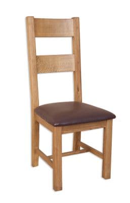 Pair of  Madrid Country Oak Ladder Back Dining Chairs