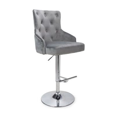 Romeo Buttoned Barstool -  Grey