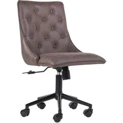 Winged button back office chair - Brown
