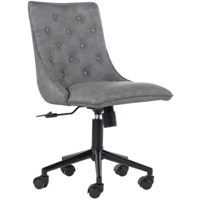Winged Button back Office Chair - Light Grey