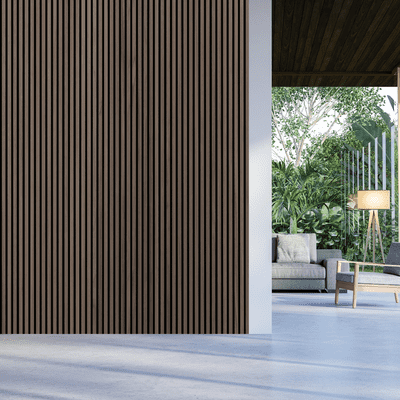 Acoustic Slat Wall Panel 605x2400mm Walnut