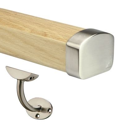 Elements White Oak Wall Handrail Kit in Brushed Nickel