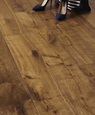 Lock Rannoch Rustic Oak Flooring 14x190mm Smoked, Brushed, Hand Scraped & Oiled