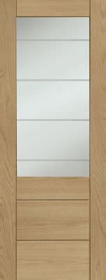 Palermo Essential Oak Internal Door 2XG with Clear Etched Glass Unfinished by XL Joinery