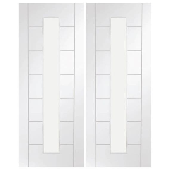Palermo Internal Rebated Door Pair White Primed 1-Light by XL Joinery
