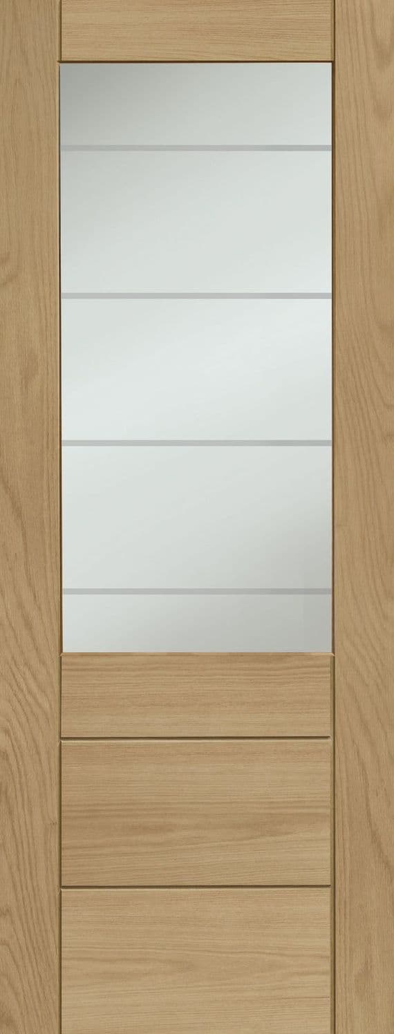 Palermo Original Oak Internal Door 2XG Clear Etched Glass Unfinished by XL Joinery