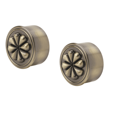 Petal Antique Brass Wall Mounted Handrail End Caps (Pack of 2)