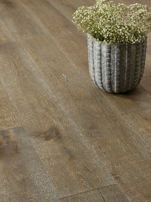 Sawn Aruba Rustic Oak Flooring 14x190mm Bandsawn, Smoked Grey Stain & UV-Oiled