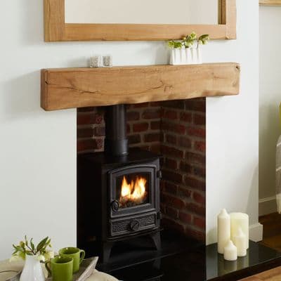 Solid Oak Beam Rustic Character Mantel Shelf - Deep Waney