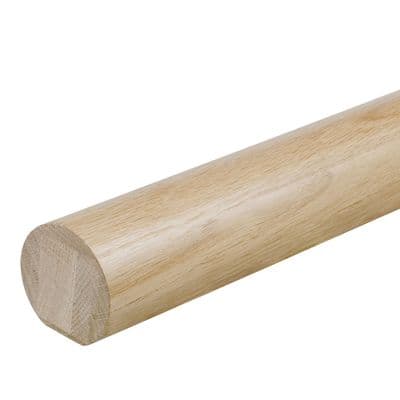 Solid White Oak 3.6m Mopstick 54mm Round Wall Handrail