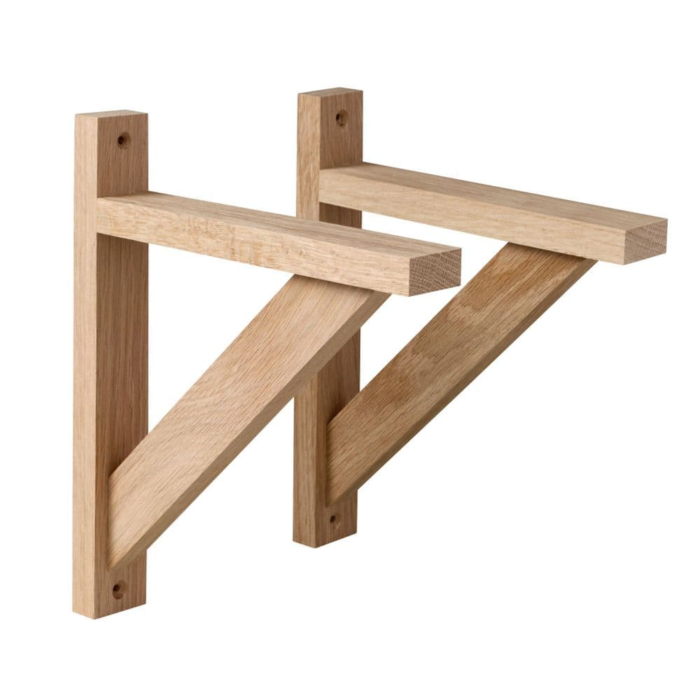 Solid White Oak 8" Wall Shelf Bracket Traditional Design