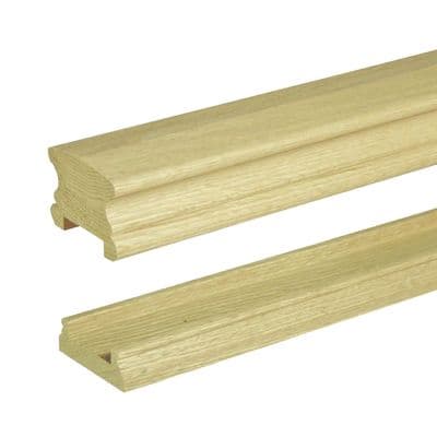 Solid White Oak Classic Handrail & Baserail Kit 41mm Groove