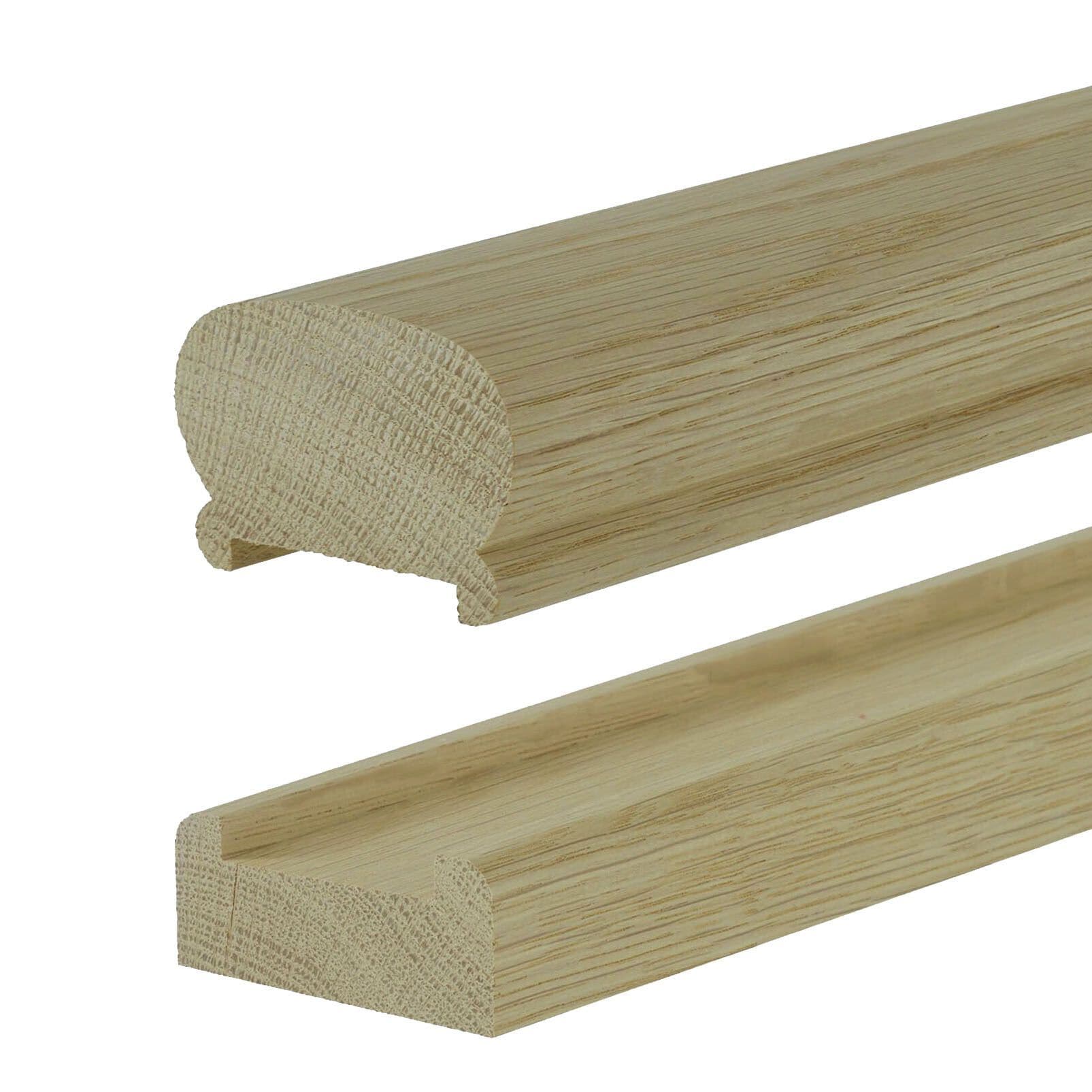 Oak Base Rails Solid White Oak Crown Handrail & Baserail Kit 41mm Groove