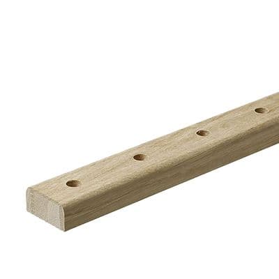 Solid White Oak Elements Landing Baserail 2.4m Pre-Drilled for Iron Spindles