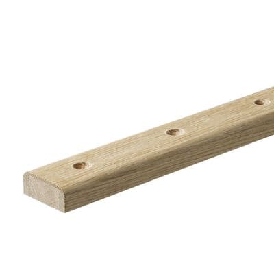 Solid White Oak Elements Rake Baserail 2.4m Pre-Drilled for Iron Spindles