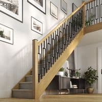 Solid White Oak Modern Handrail & Baserail Set for Metal Spindle 12.5mm