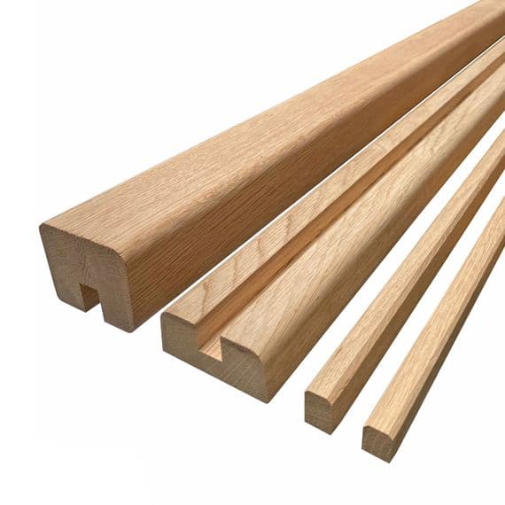 Solid White Oak Modern Handrail & Baserail Set for Metal Spindle 12.5mm