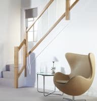 Solid White Oak Pre-Finished Immix Handrail & Baserail Kit for 8mm Glass Panel Staircase