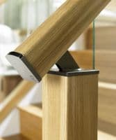 Solid White Oak Pre-Finished Immix Handrail & Baserail Kit for 8mm Glass Panel Staircase
