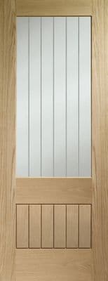 Suffolk Essential Oak Internal Door 2XG Clear Etched Glass Unfinished by XL Joinery