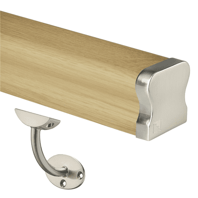 Trademark White Oak HDR Wall Handrail Kit in Brushed Nickel