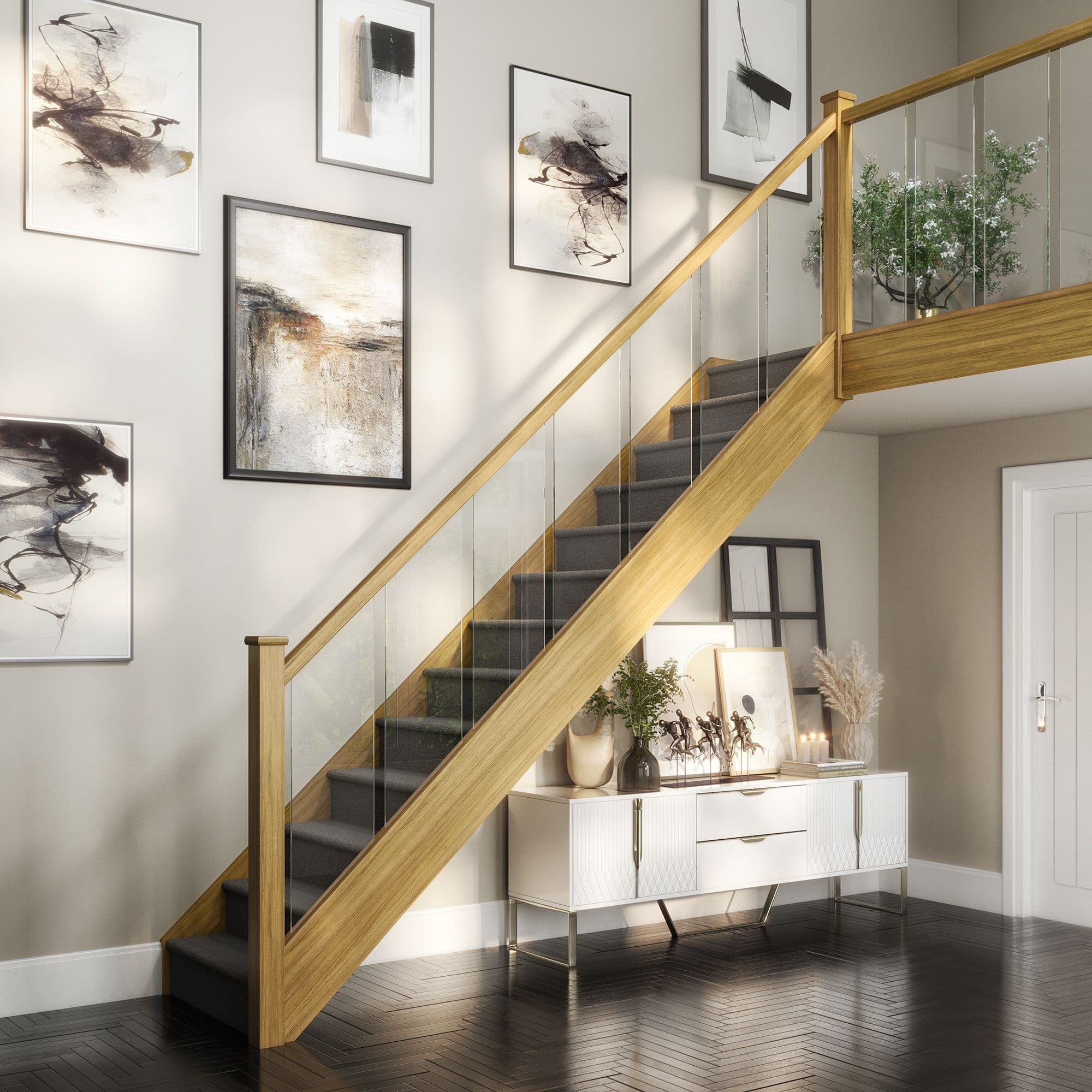 White Oak Icon Handrail for Glass Panel 8mm or 10mm