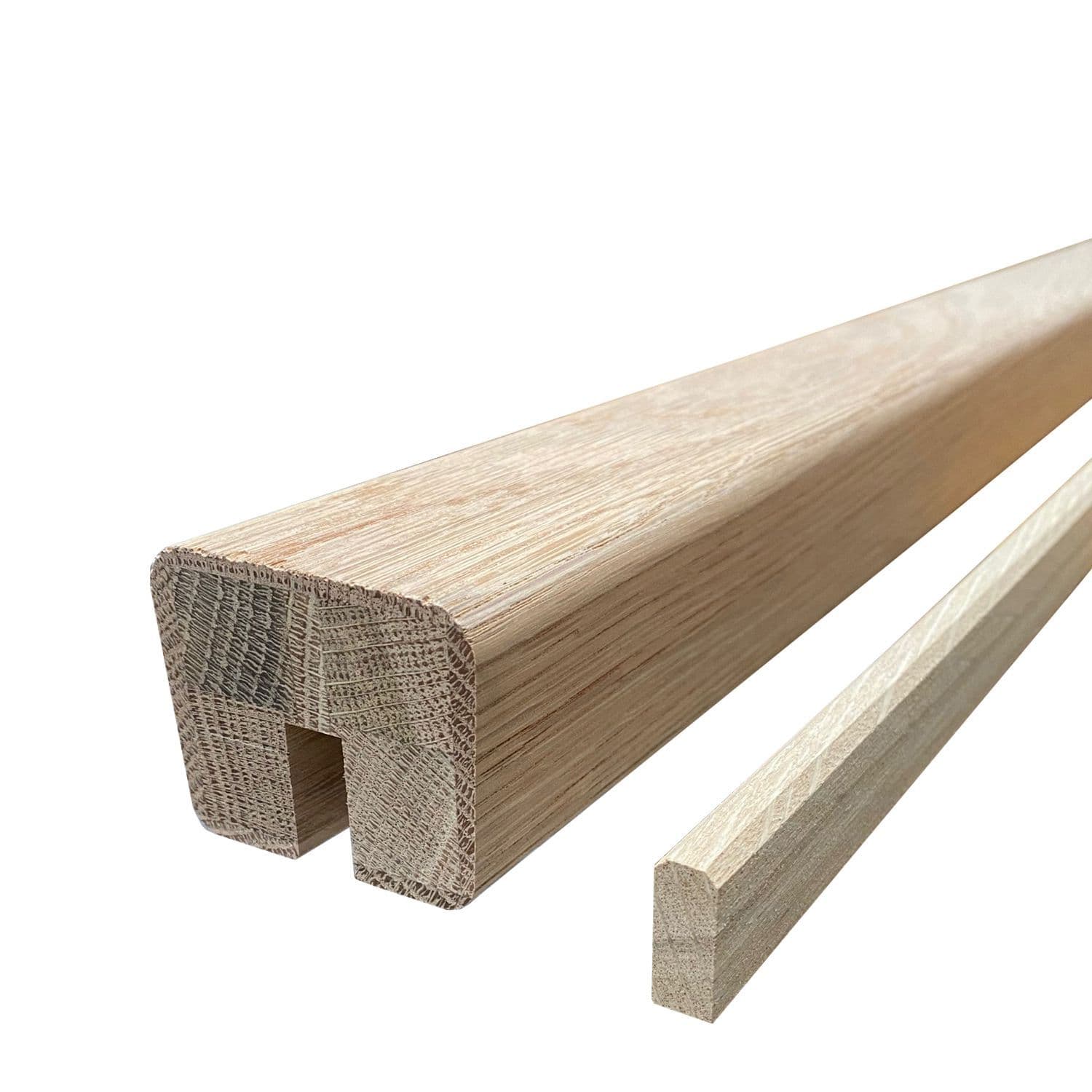 White Oak Modern Handrail & Baserail Set for Glass Panel 8mm or 10mm