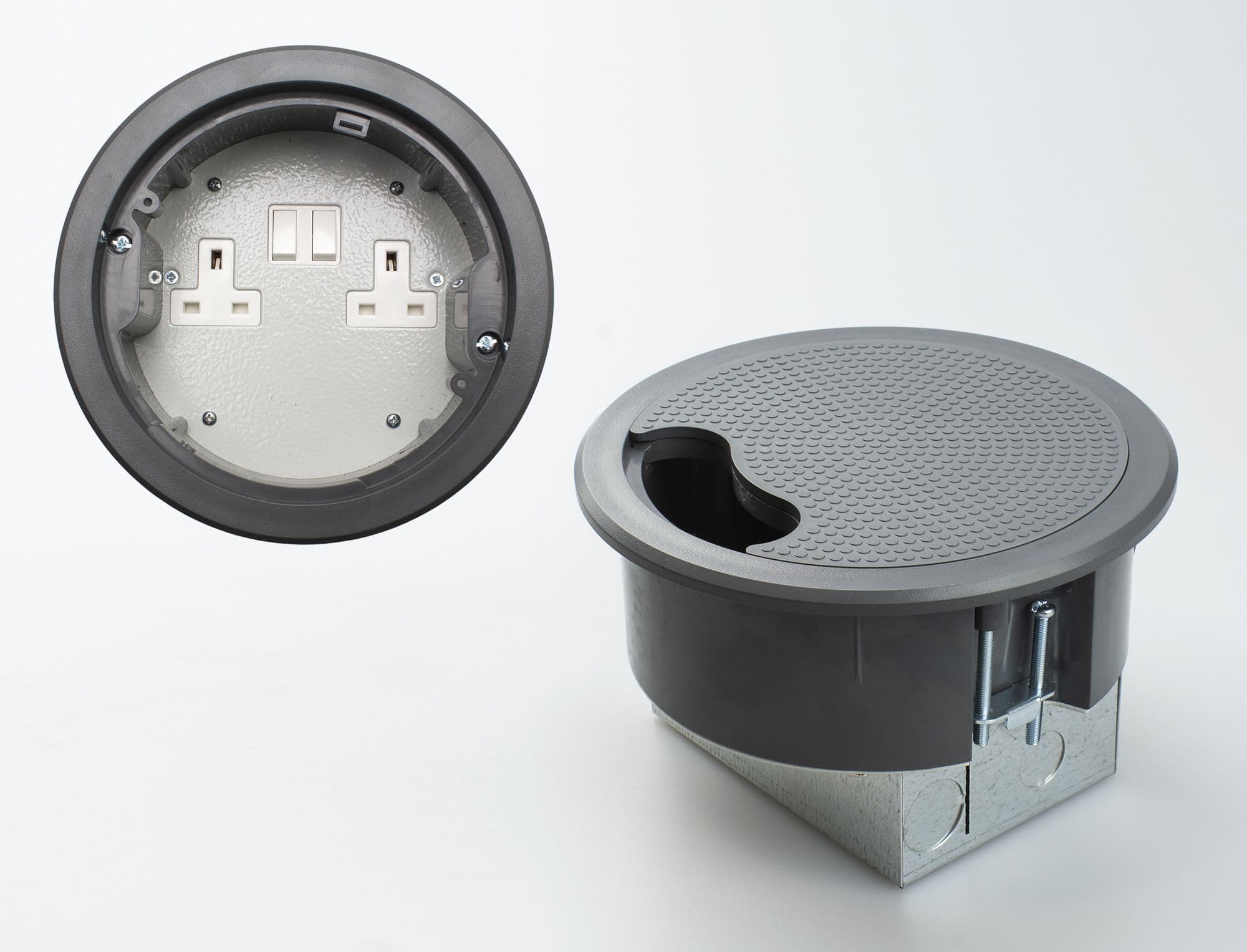 PG107 Twin Switched 13A Socket Floor Power Grommet