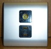 Aerial & 12v Socket Assy Matt Silver & Black 9M