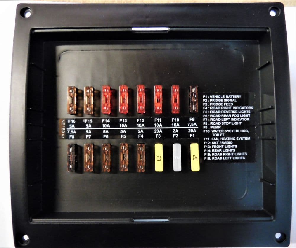Caravan Motorhome Nordelettronica NE189 1 fuse panel
