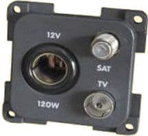 CBE 12V + TV + Satellite Socket Grey