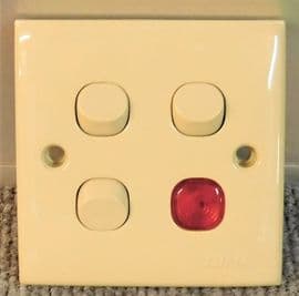 Clipsal electrical motorhome caravan  triple neon switch Beige