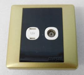 CLIPSAL Electrical polarized 2 pin12v & co-axial socket Golden sand