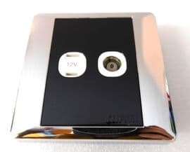 CLIPSAL Electrical polarized 2 pin12v & co-axial socket  SILVER MIRROR