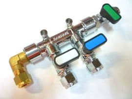 Gas Manifold 8mm 3 way equal +Elbow