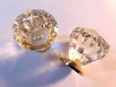 Glass diamond effect drawer / Door  knob x2