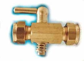 In line brass gas control tap 3/8