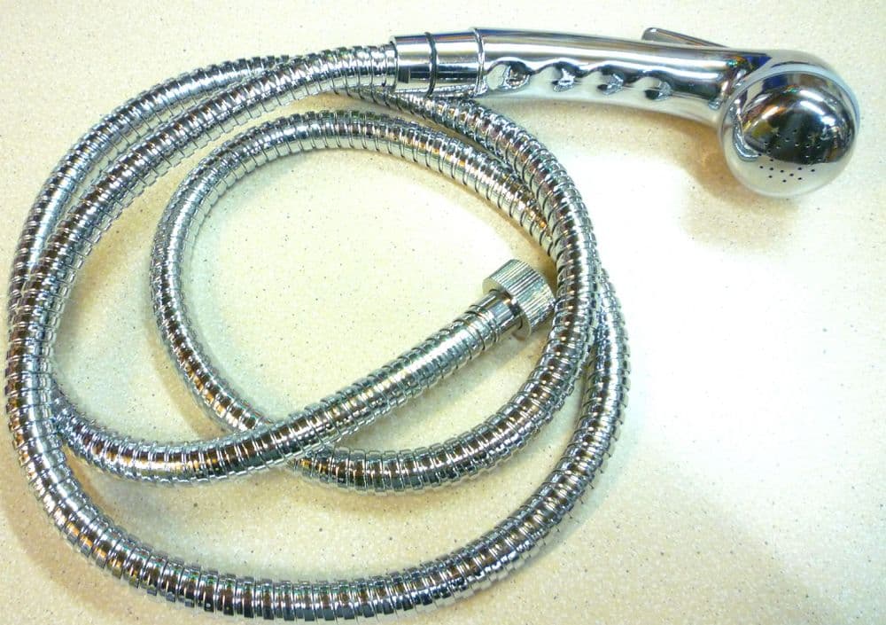 Motorhome camper caravan Chrome trigger shower head & lead