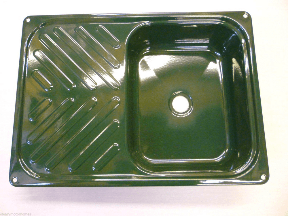 Small enamel sink and draining board dk green 550X400