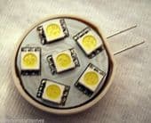 TWO X 12V 6 LED CLUSTER BULB SIDE FITTING WHITE LIGHT REPLACEMENT MOTORHOME